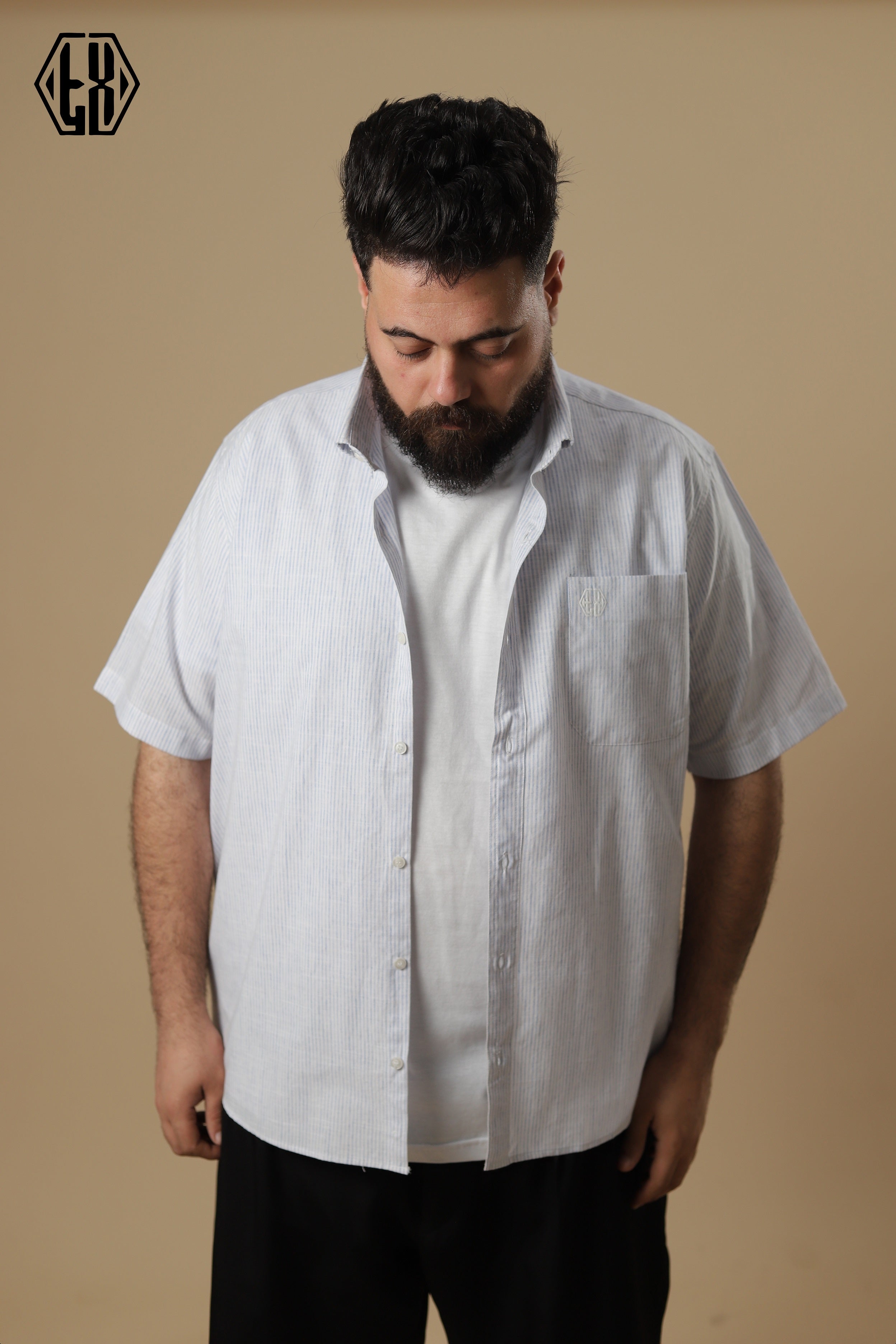 Striped Short Sleeve Linen Shirt