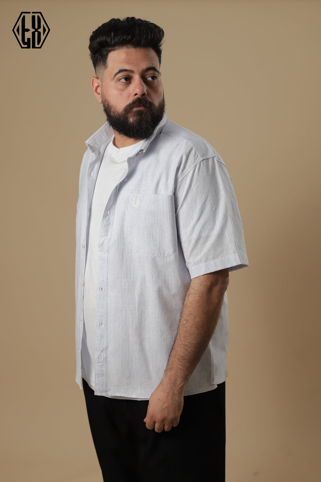Striped Short Sleeve Linen Shirt