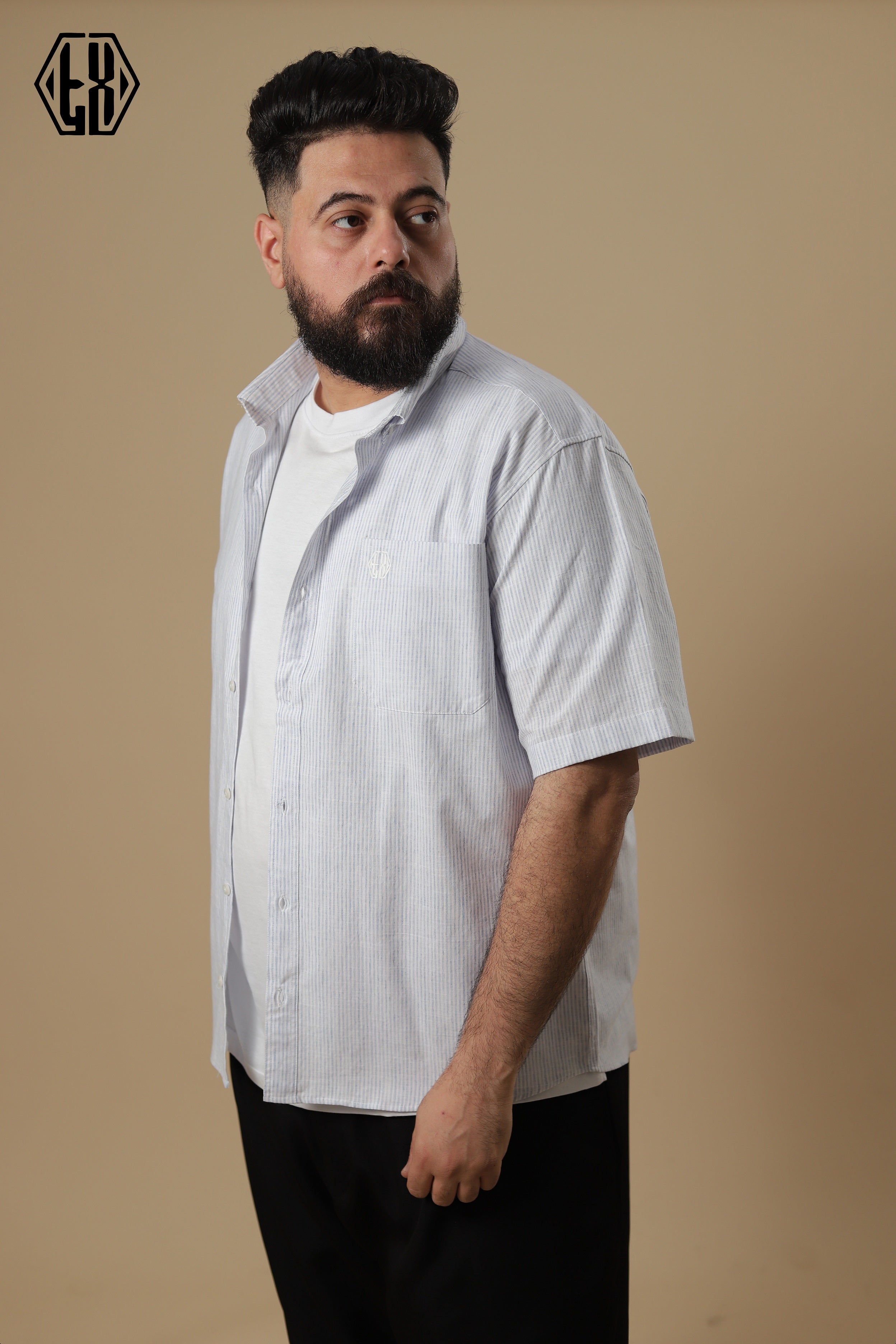 Striped Short Sleeve Linen Shirt