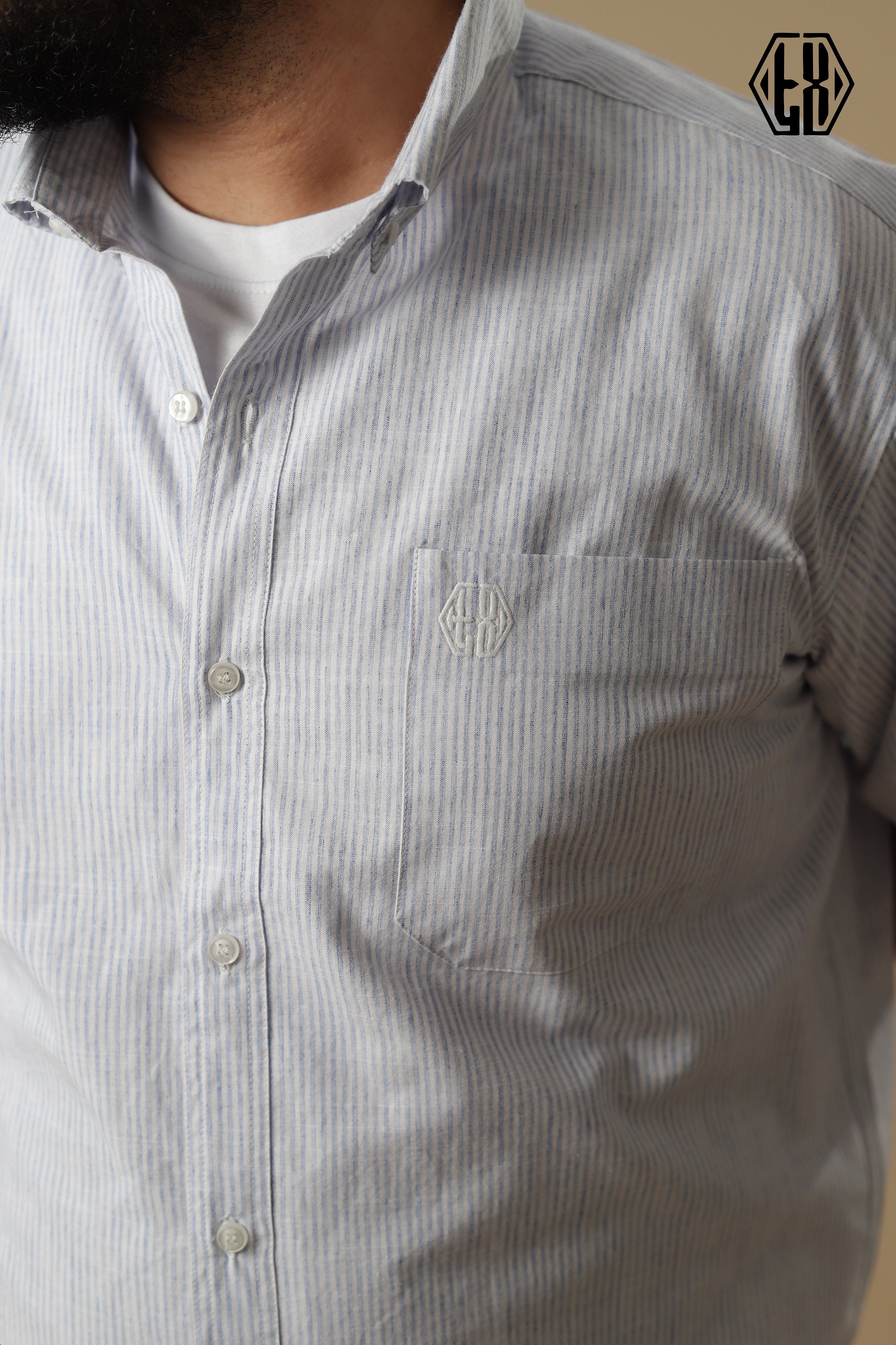 Striped Short Sleeve Linen Shirt