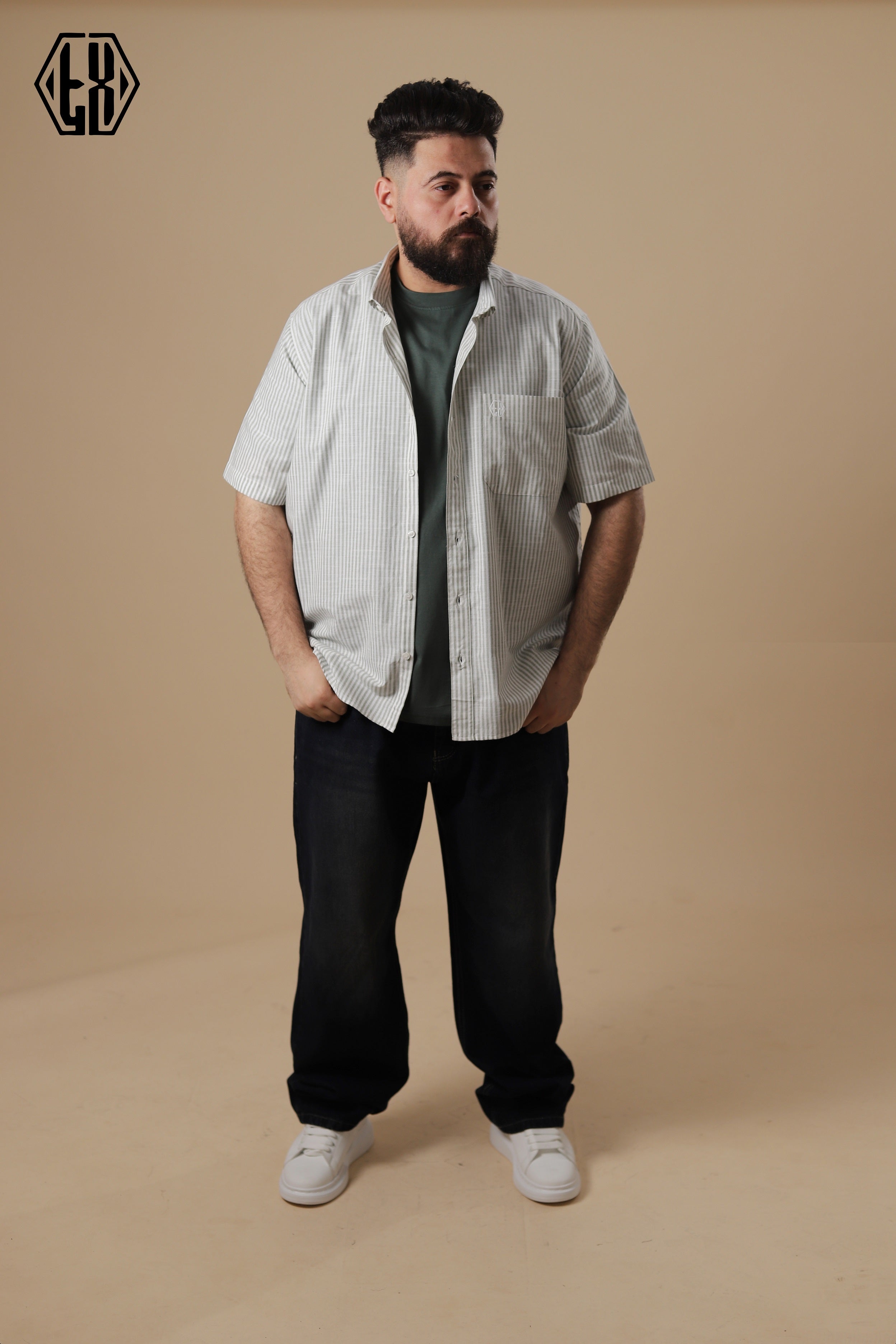 Striped Short Sleeve Linen Shirt