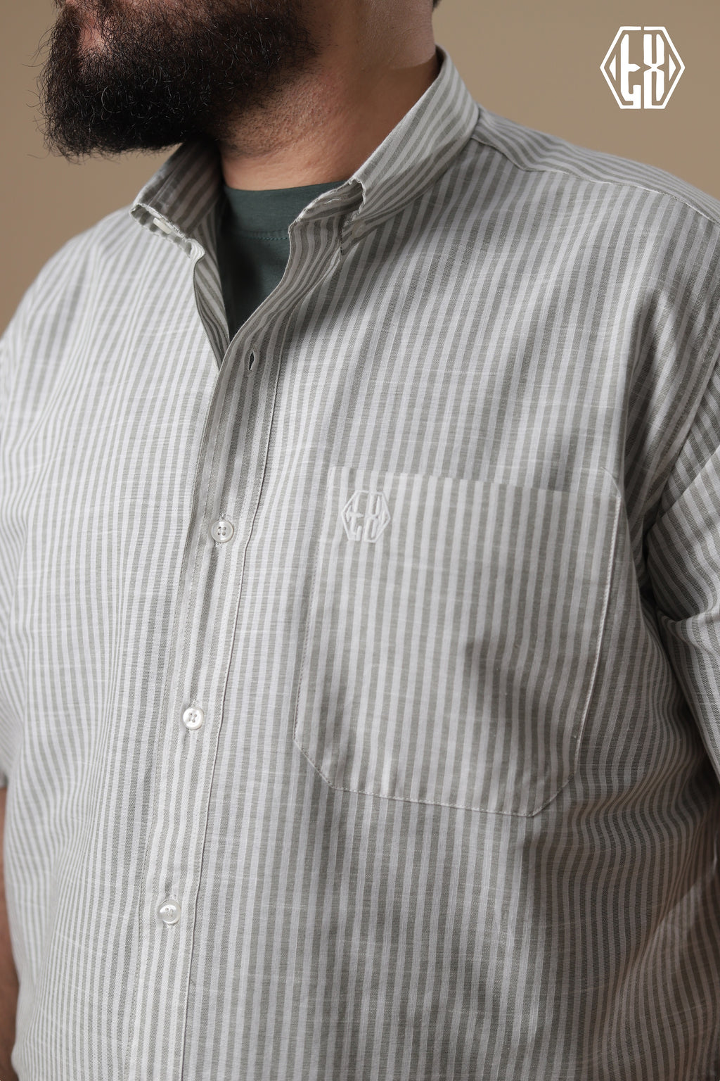 Striped Short Sleeve Linen Shirt