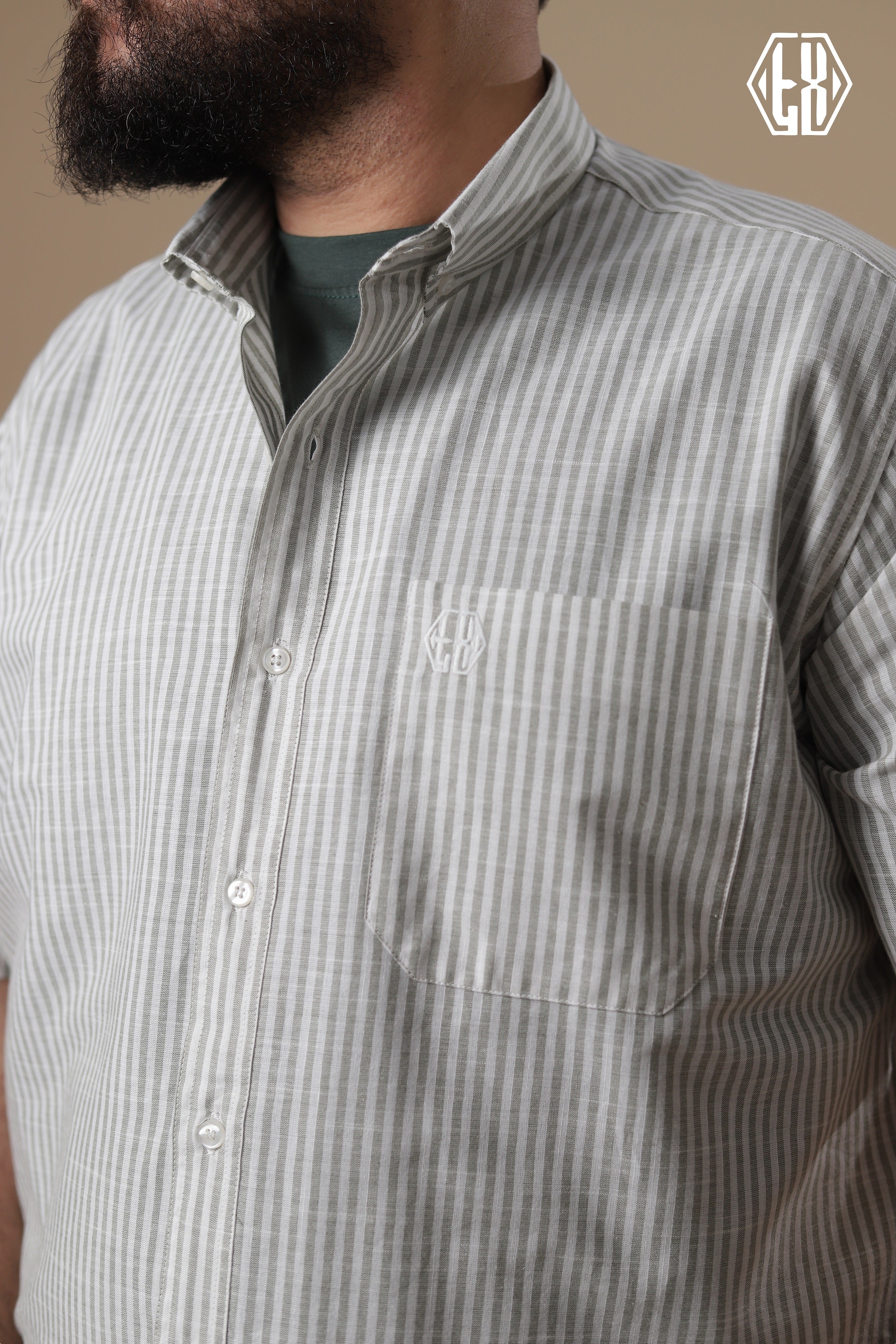 Striped Short Sleeve Linen Shirt
