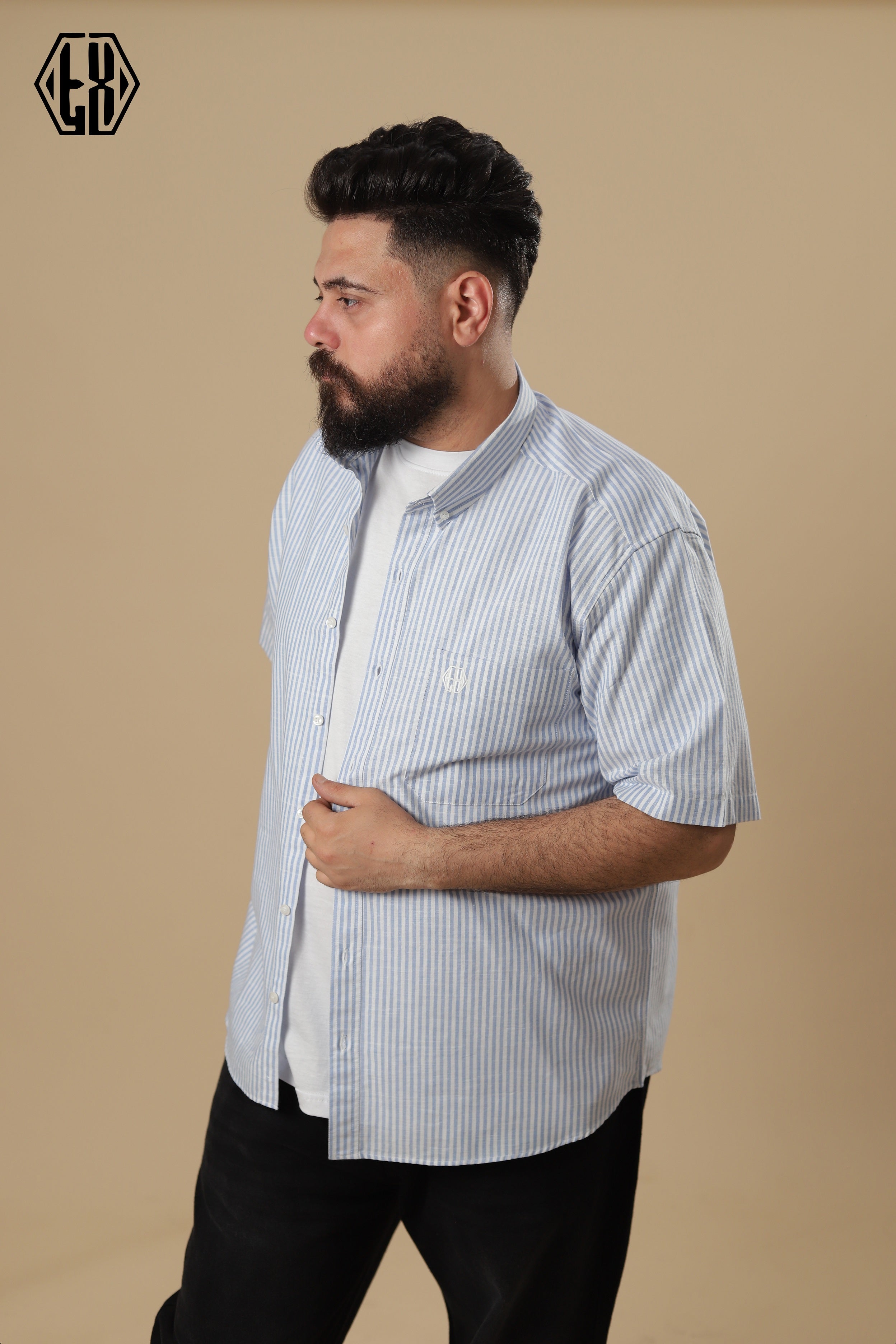 Striped Short Sleeve Linen Shirt