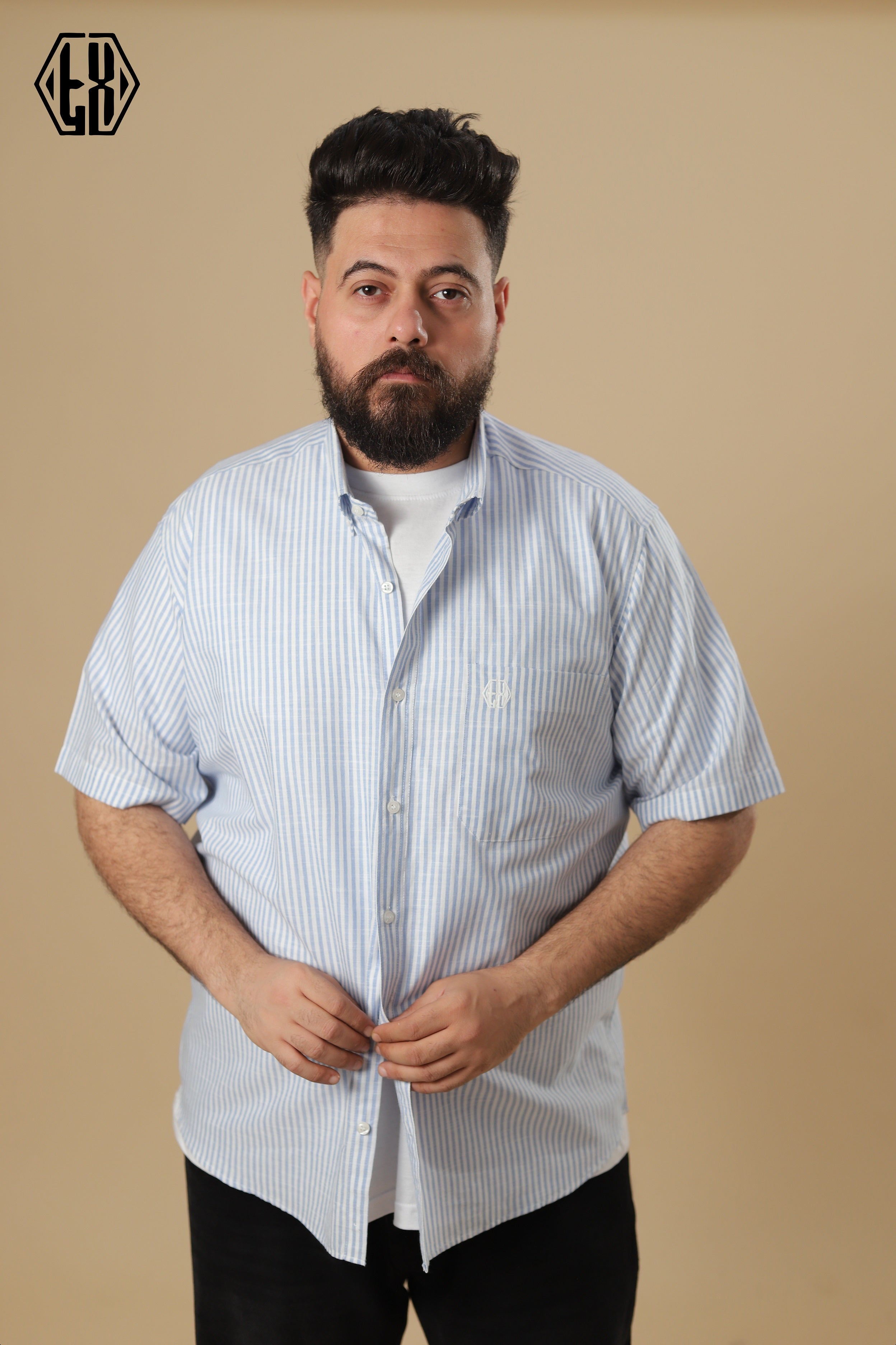 Striped Short Sleeve Linen Shirt
