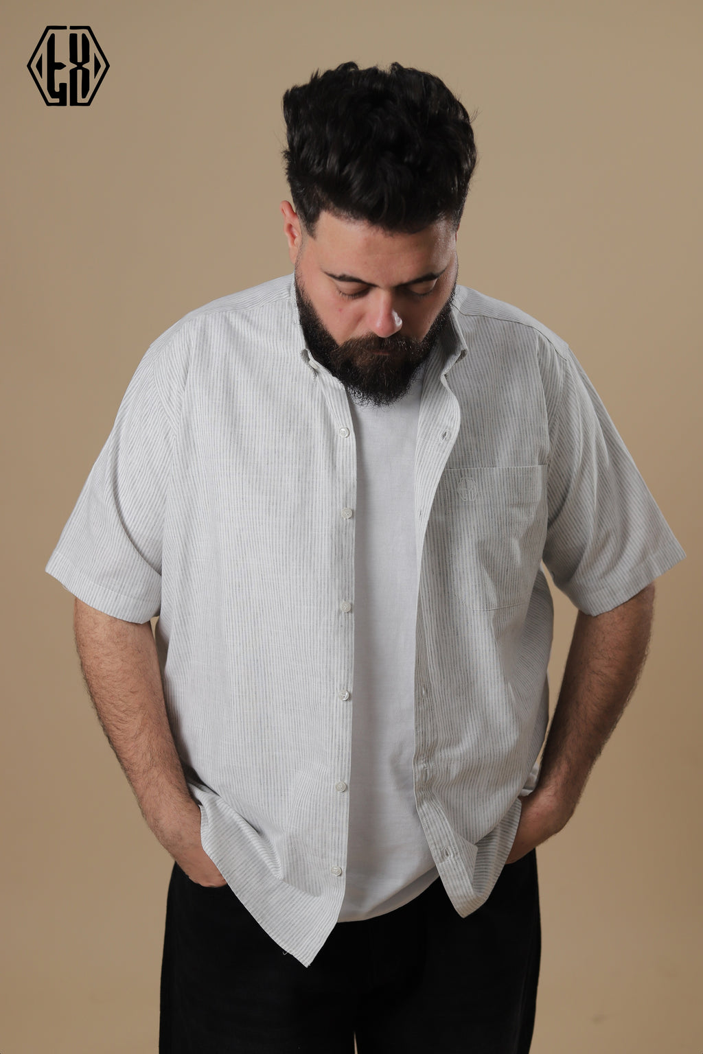 Striped Short Sleeve Linen Shirt