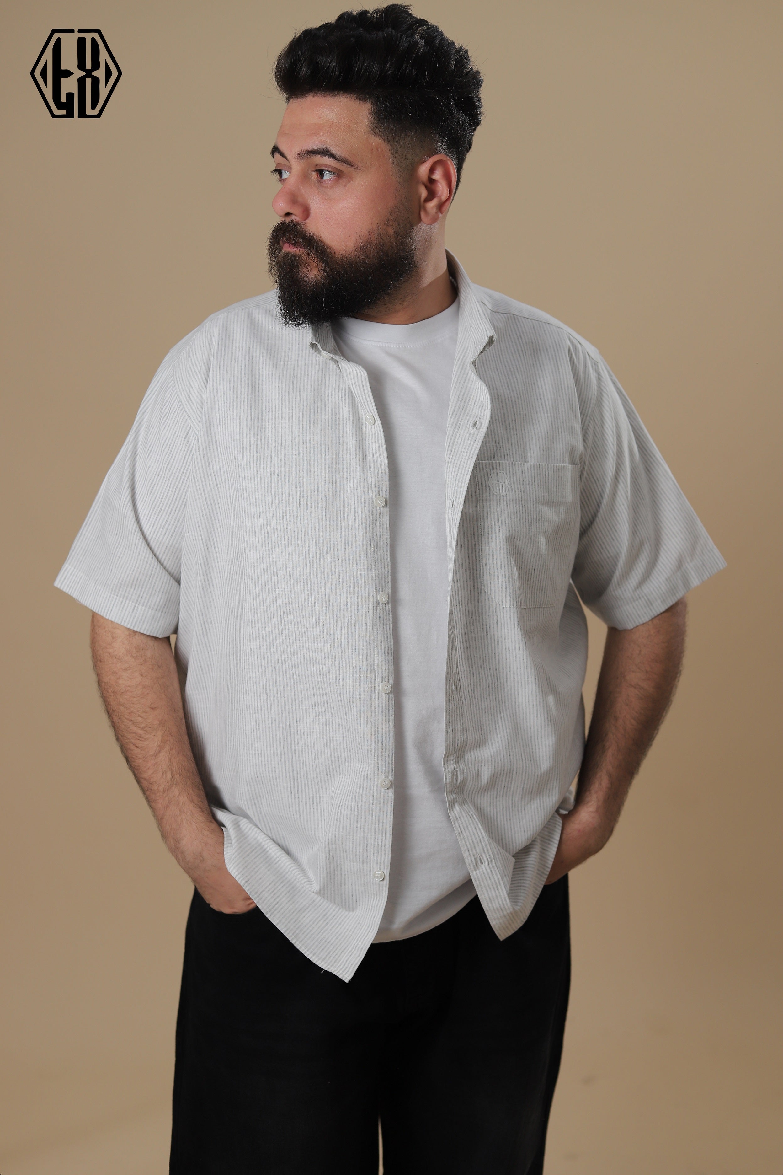 Striped Short Sleeve Linen Shirt