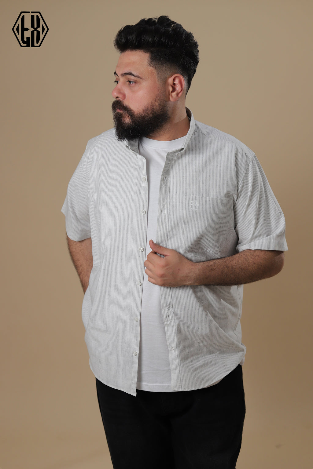 Striped Short Sleeve Linen Shirt