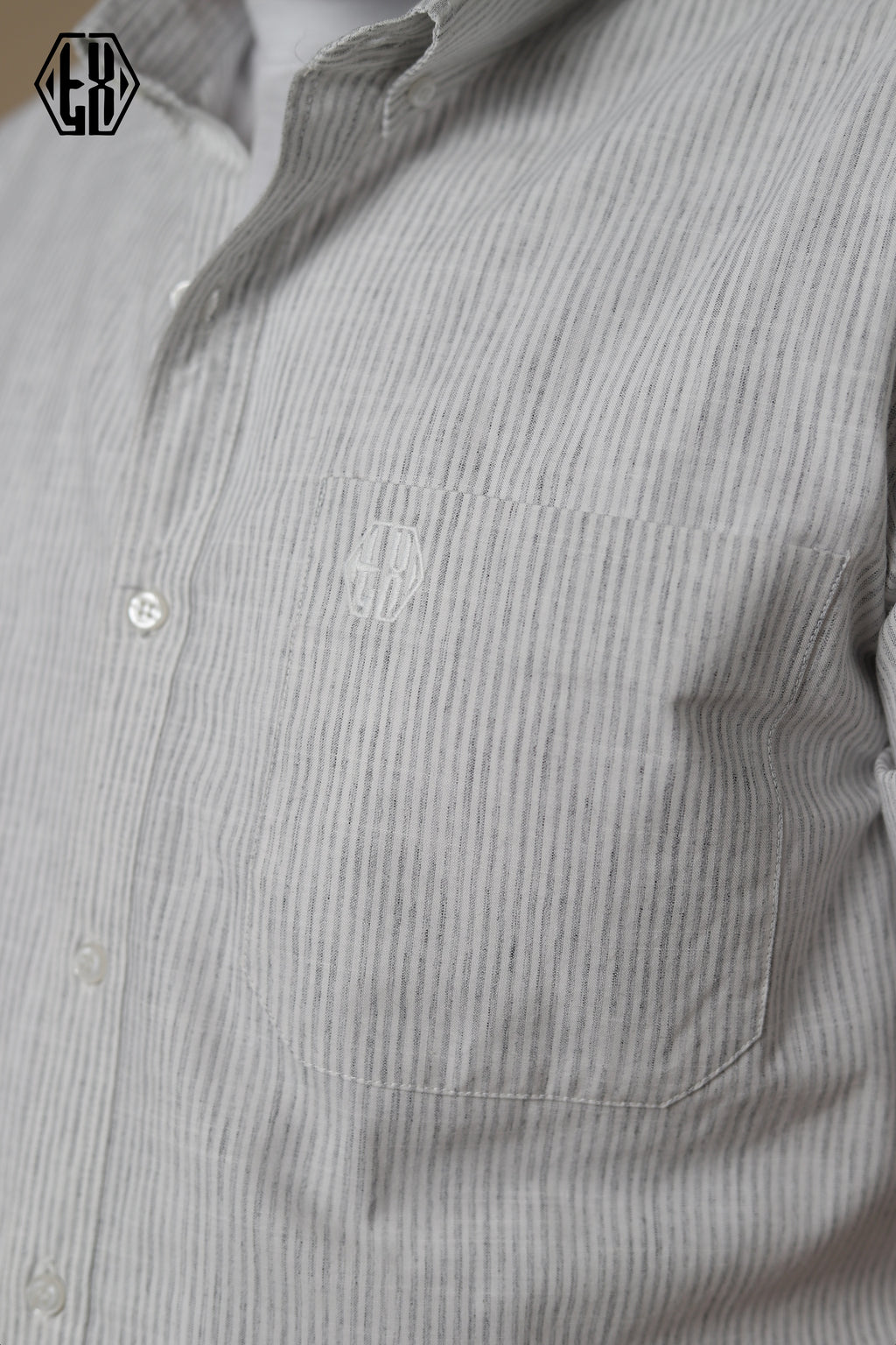 Striped Short Sleeve Linen Shirt