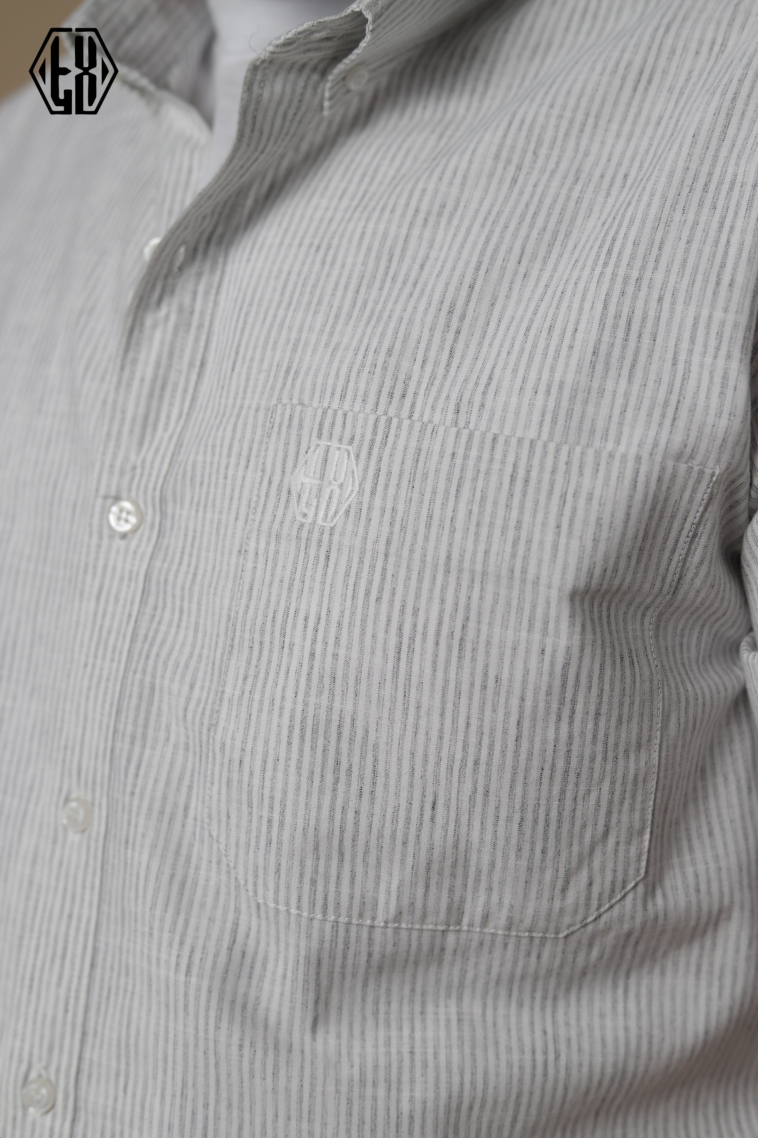Striped Short Sleeve Linen Shirt