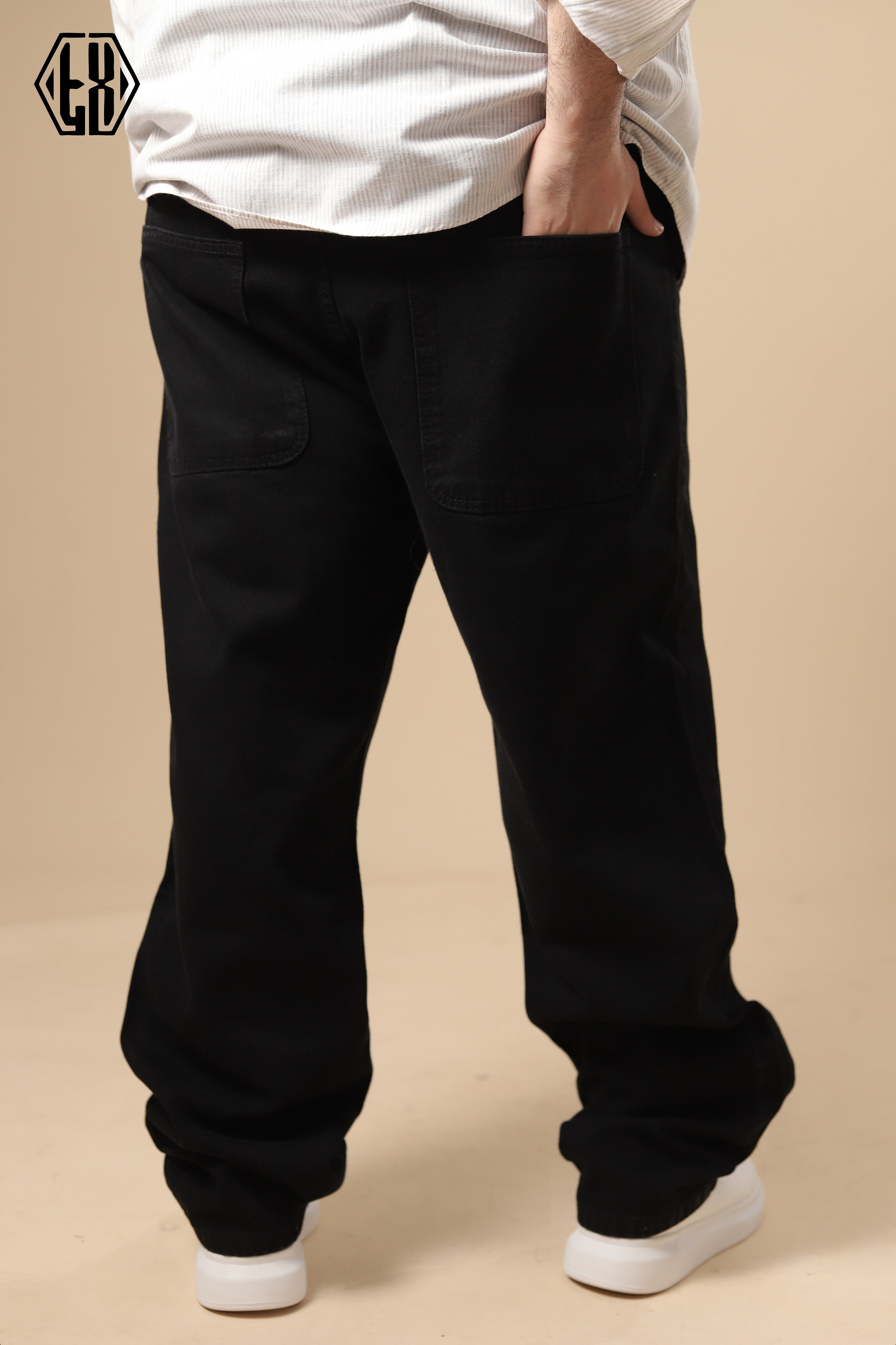 Dark Black Wide Leg Denim