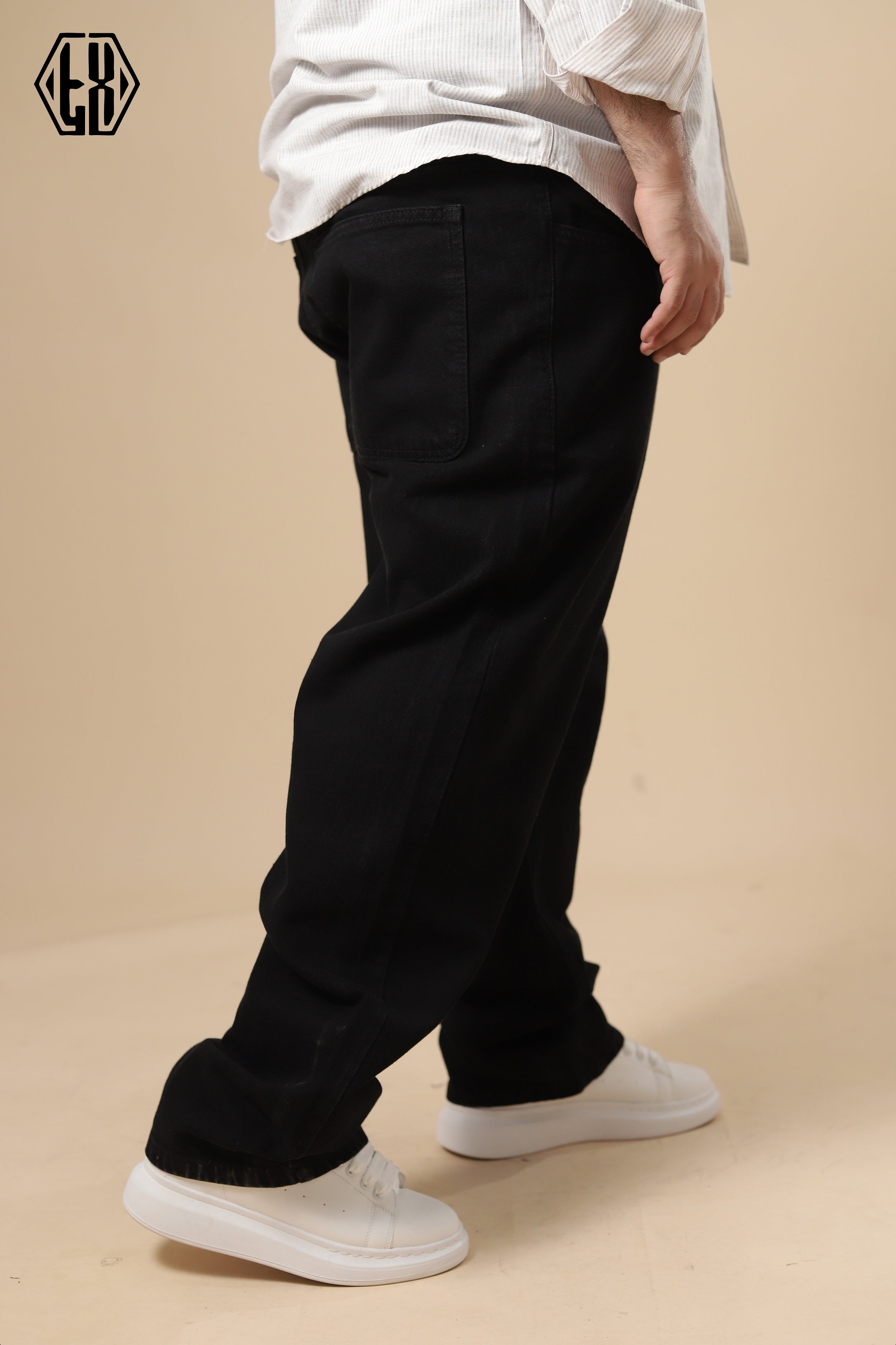 Dark Black Wide Leg Denim