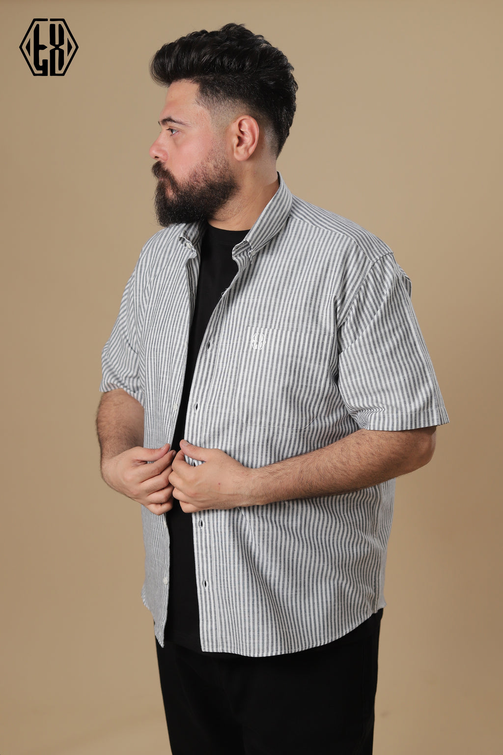 Striped Short Sleeve Linen Shirt