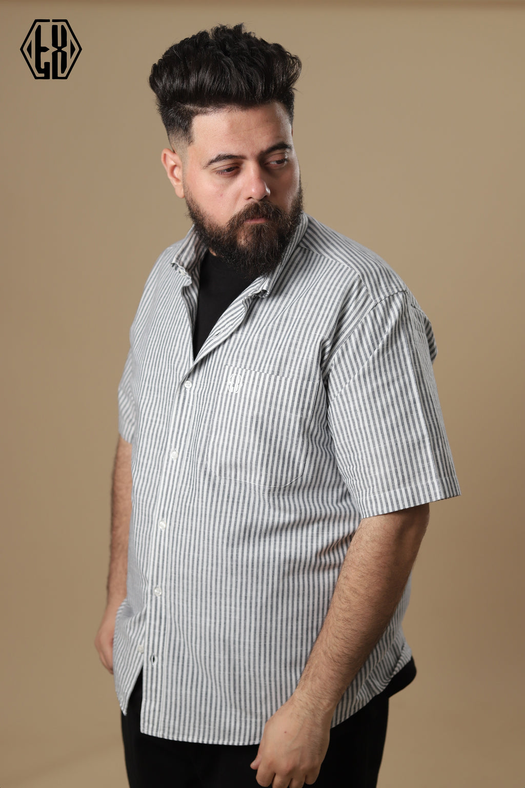 Striped Short Sleeve Linen Shirt
