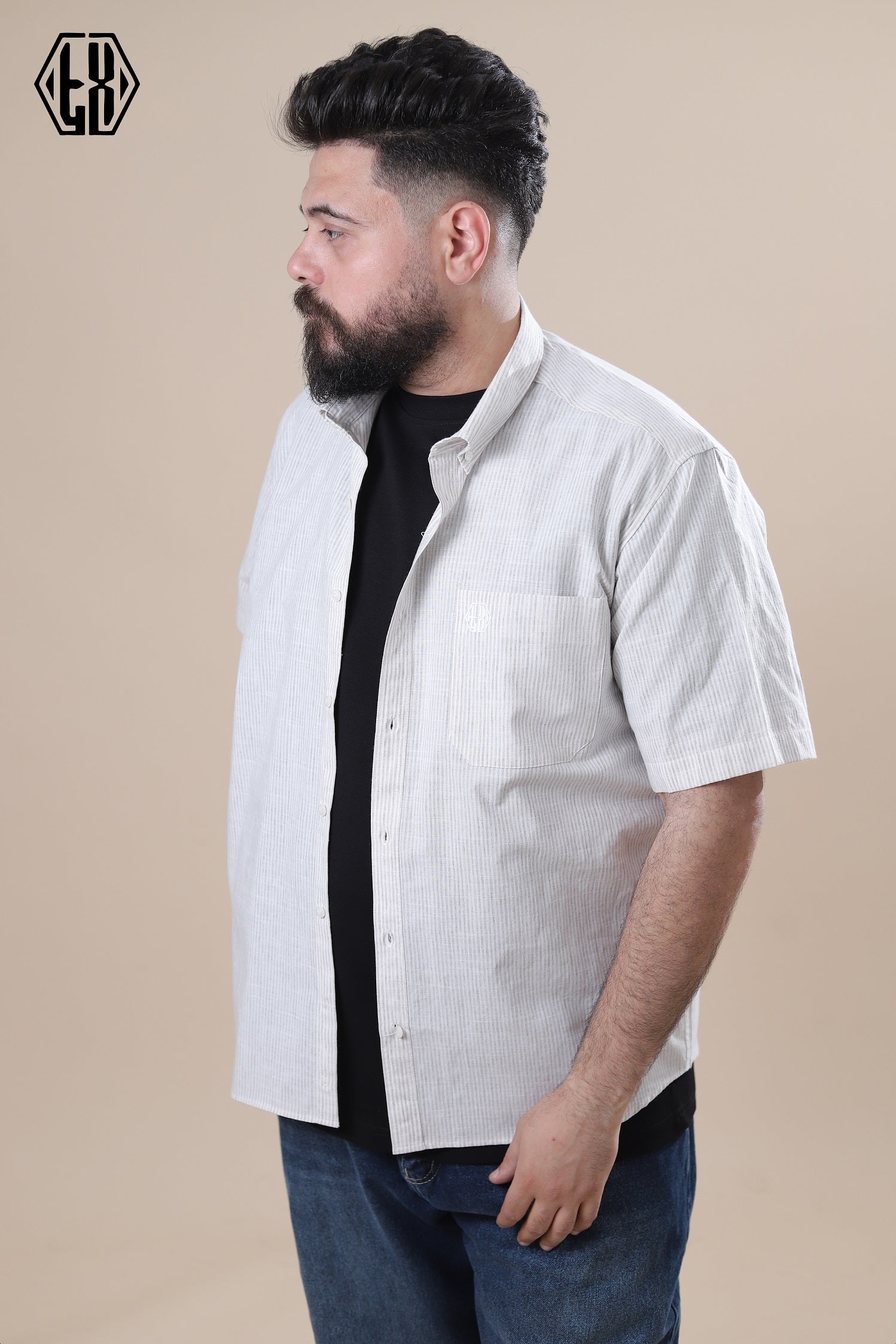 Striped Short Sleeve Linen Shirt