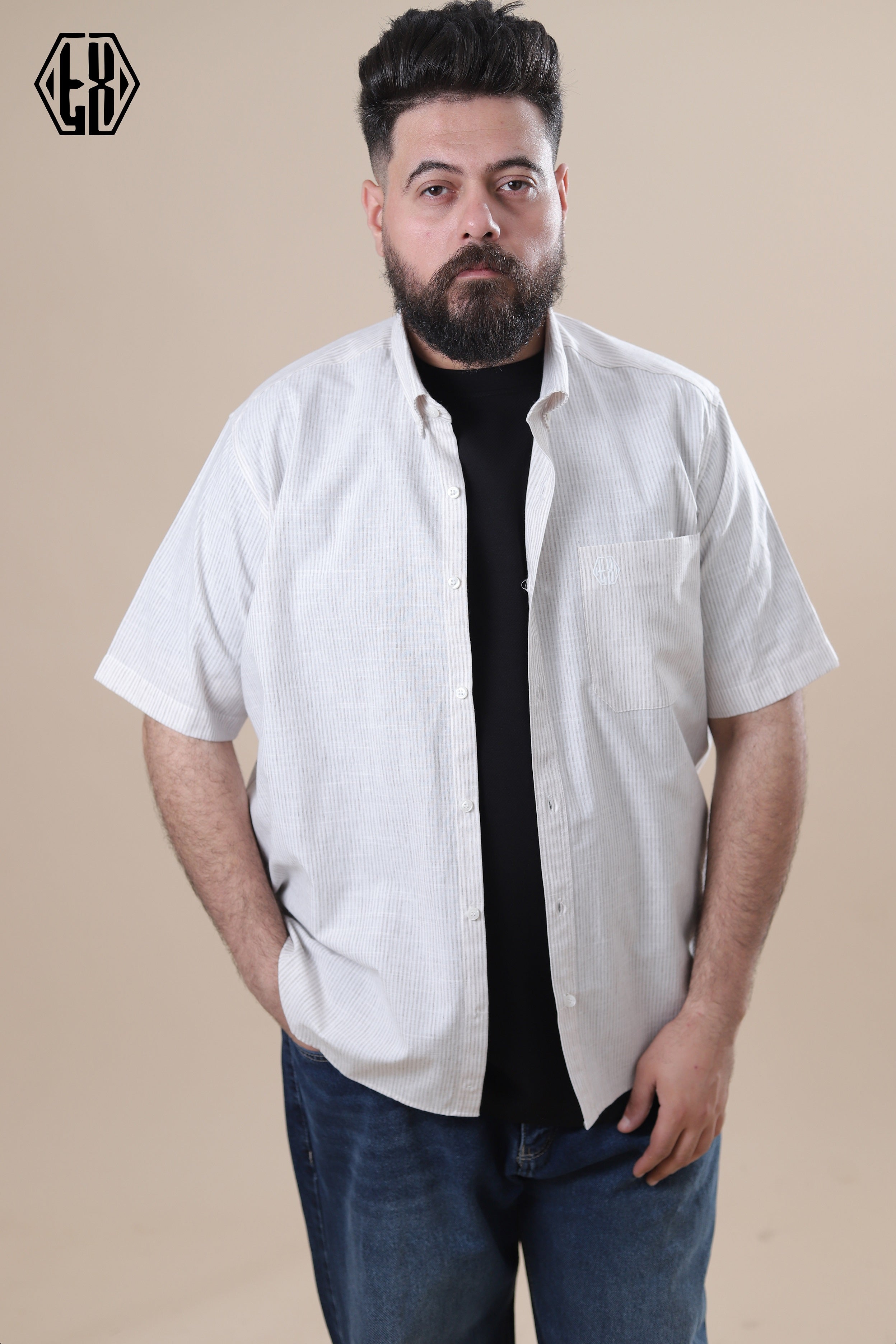 Striped Short Sleeve Linen Shirt