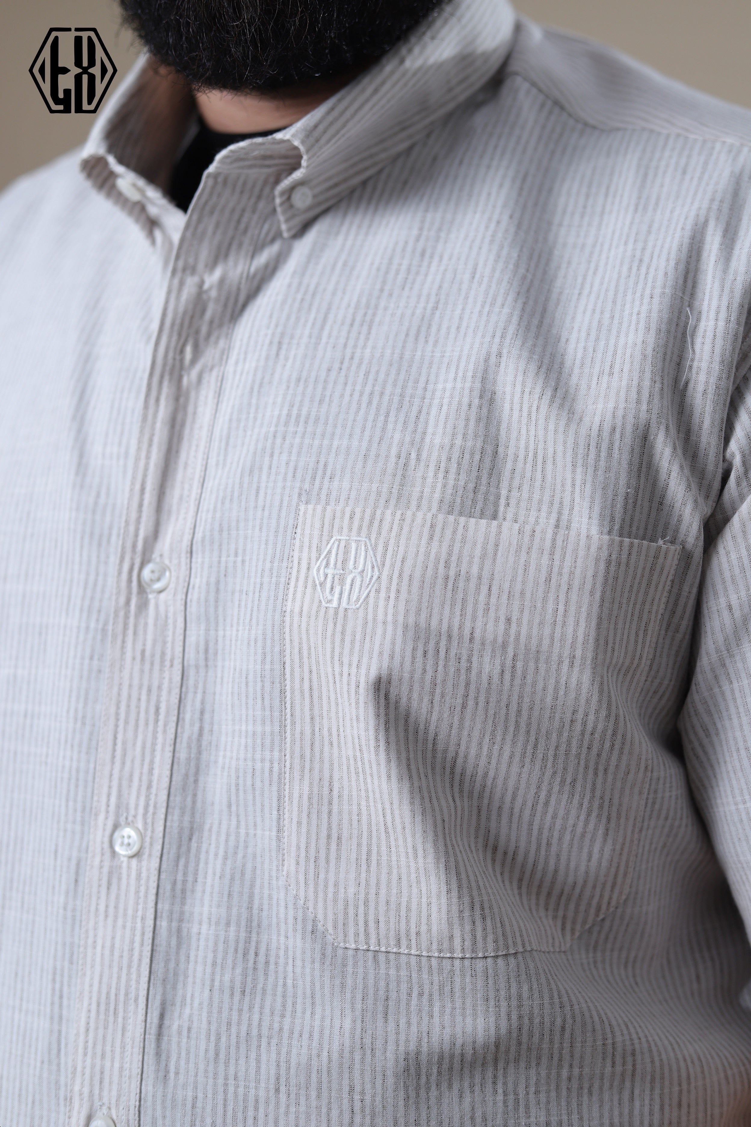 Striped Short Sleeve Linen Shirt
