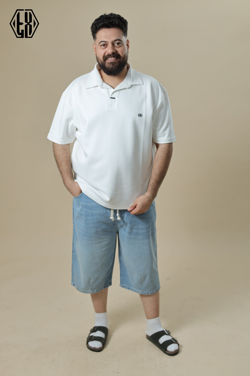 OVERSIZED DENIM SHORT Sky blue