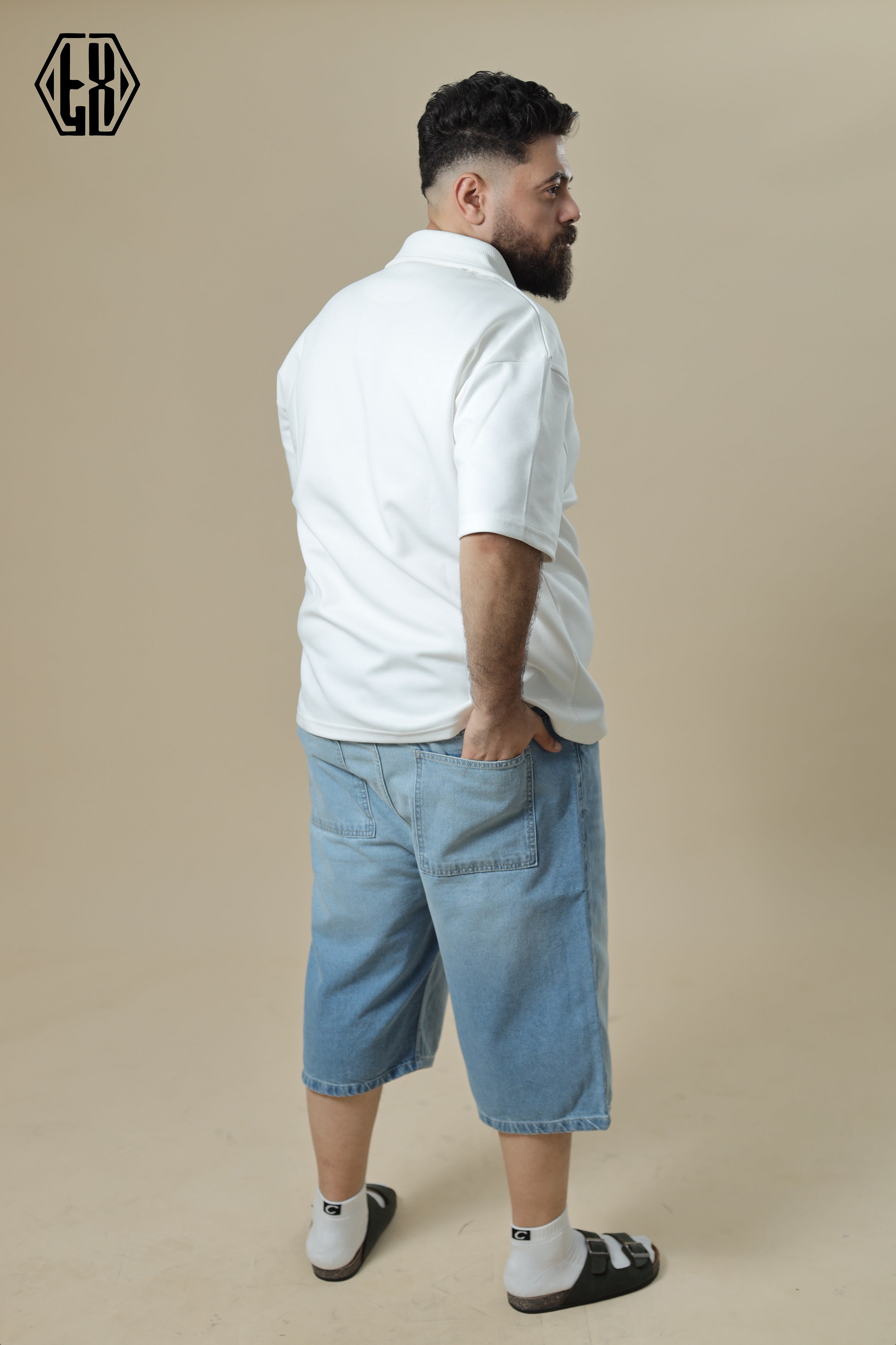 OVERSIZED DENIM SHORT Sky blue