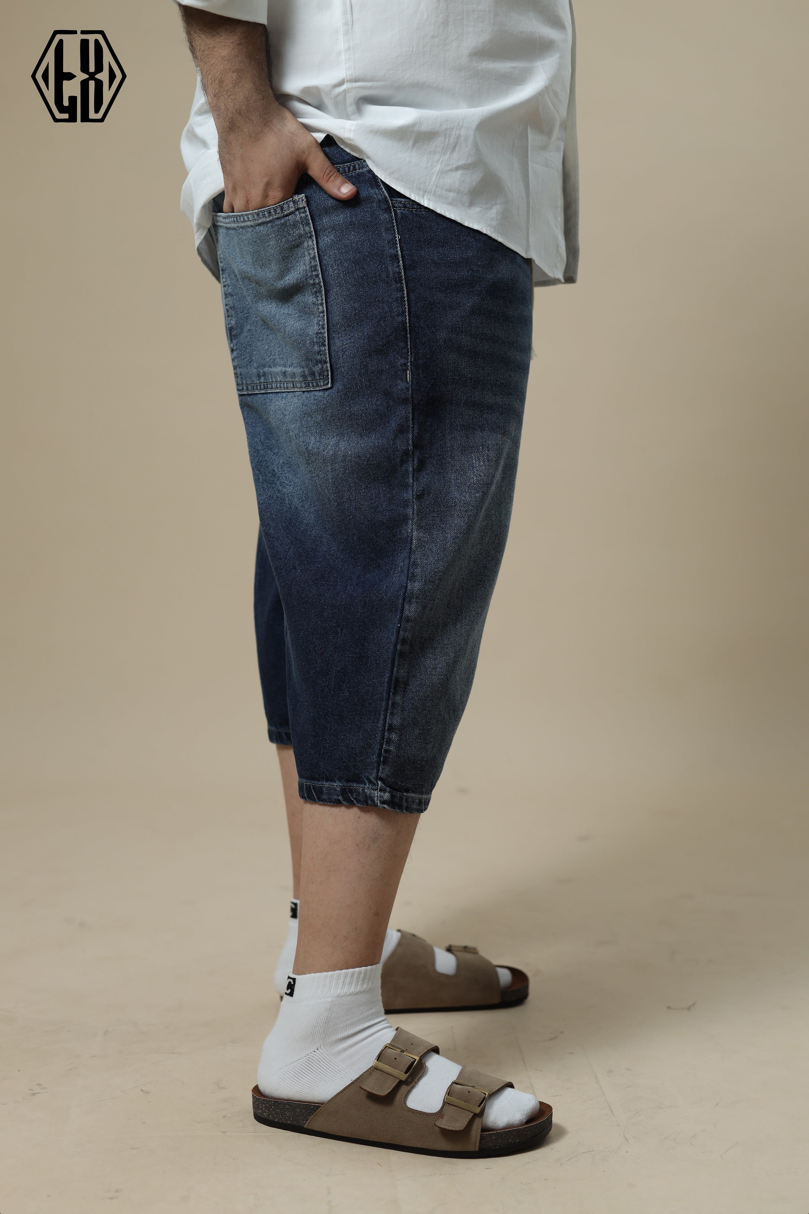 OVERSIZED DENIM SHORT Navy