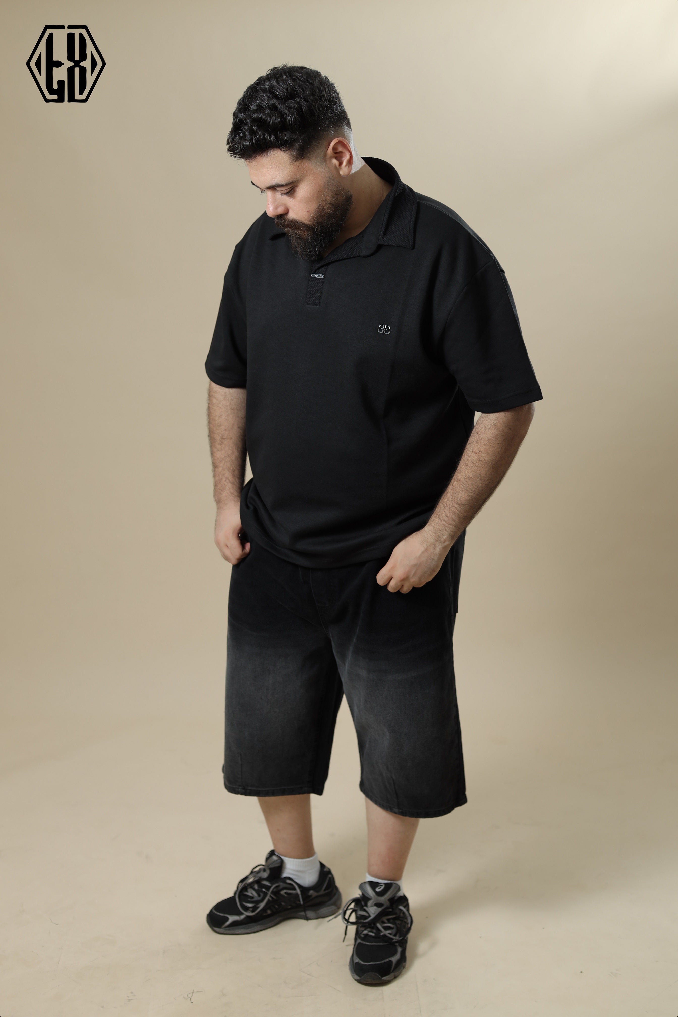 OVERSIZED DENIM SHORT Black